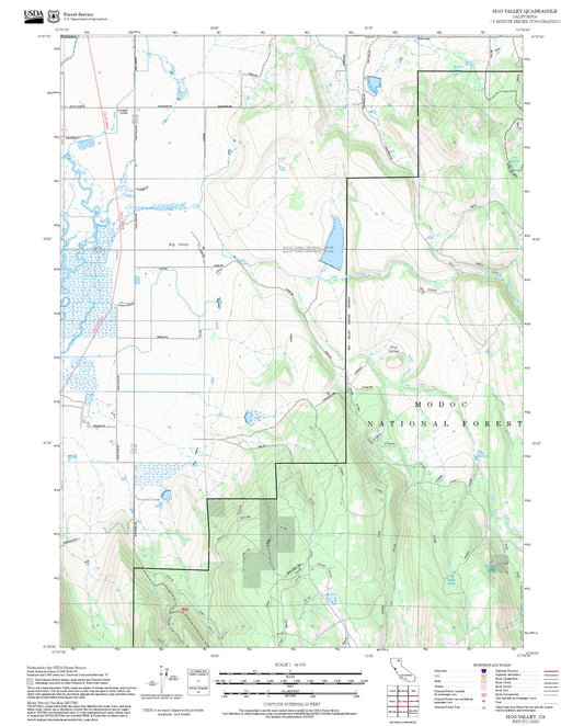 2025 Forest Service Topo Map of Hog Valley California