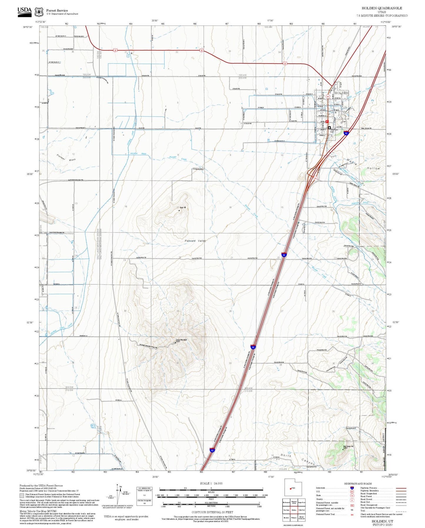 2025 Forest Service Topo Map of Holden Utah