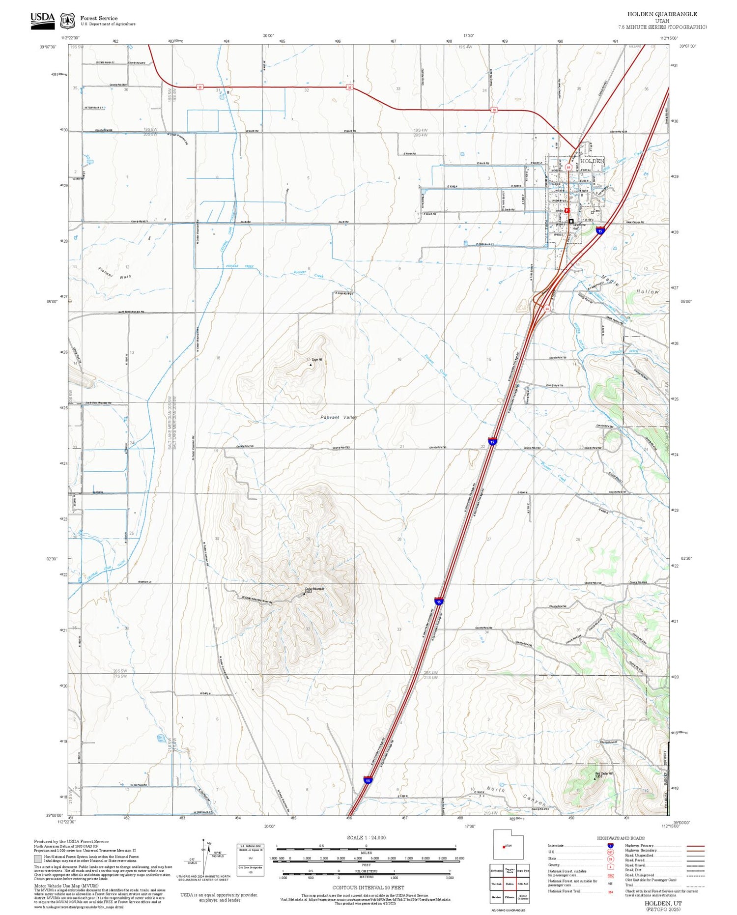 2025 Forest Service Topo Map of Holden Utah