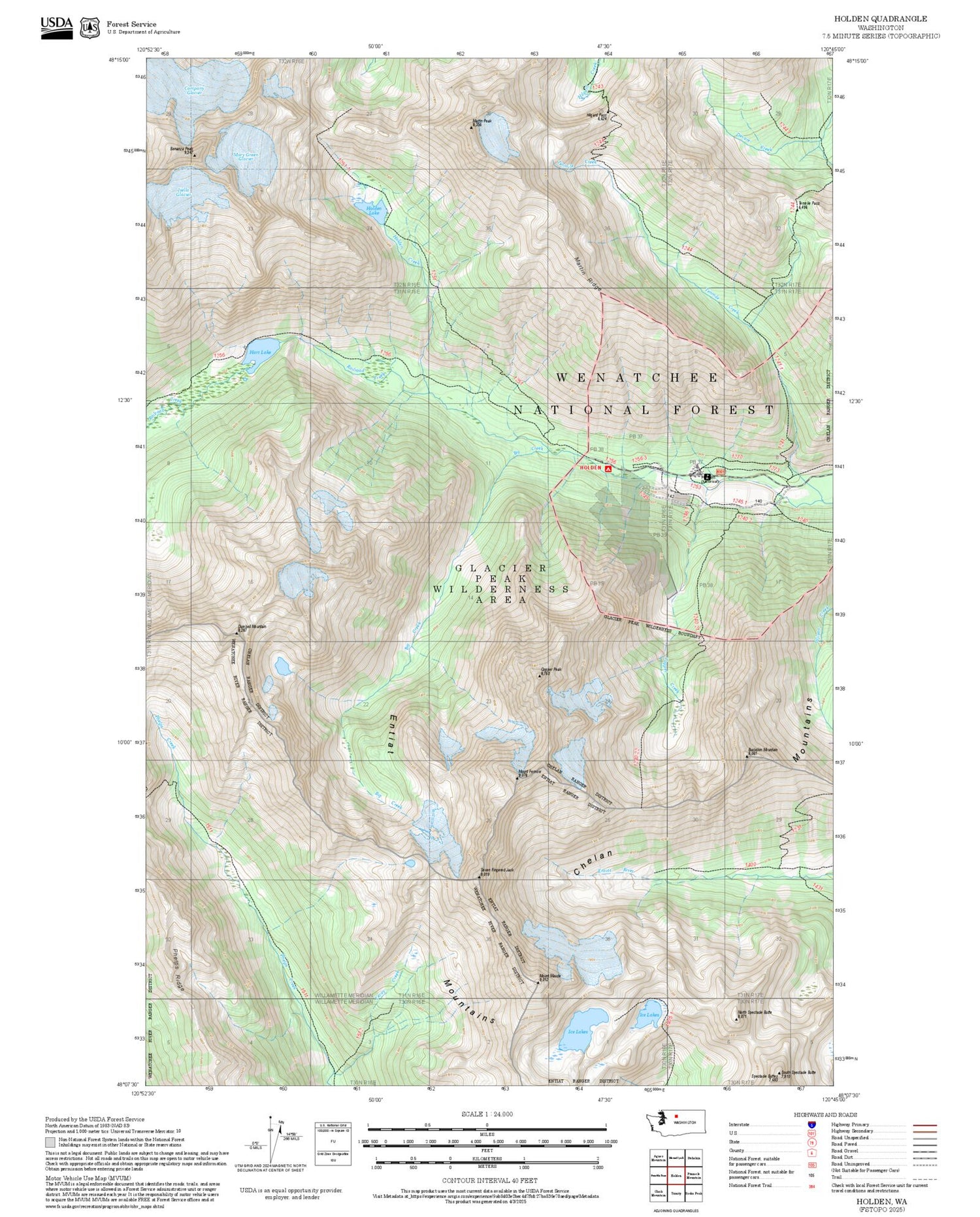 2025 Forest Service Topo Map of Holden Washington