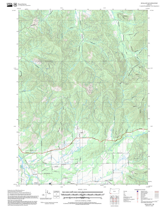 2025 Forest Service Topo Map of Holland Oregon