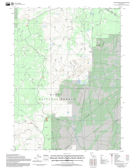 2025 Forest Service Topo Map of Hollenbeck California