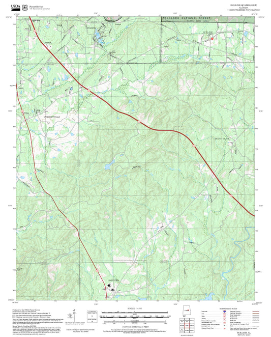 2025 Forest Service Topo Map of Hollins Alabama
