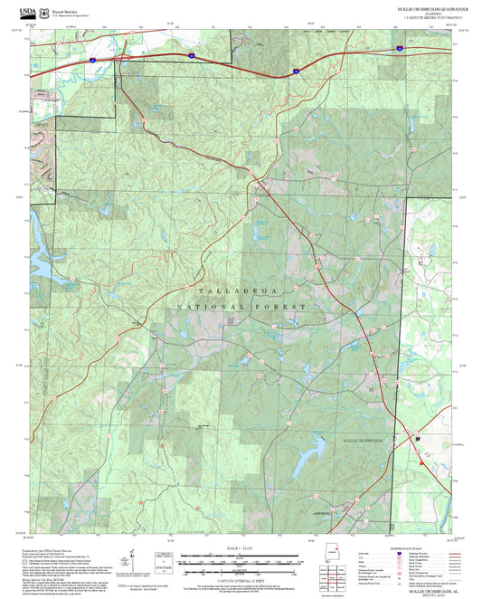 2025 Forest Service Topo Map of Hollis Crossroads Alabama
