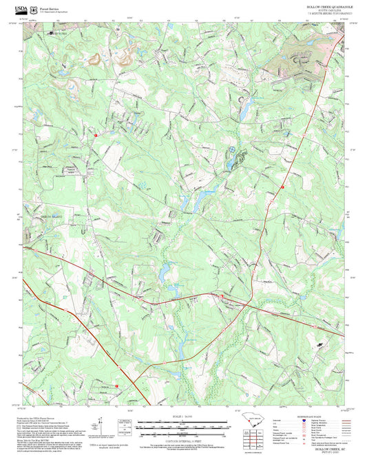 2025 Forest Service Topo Map of Hollow Creek South Carolina