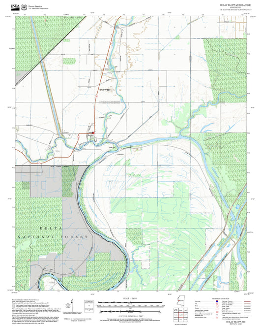 2025 Forest Service Topo Map of Holly Bluff Mississippi