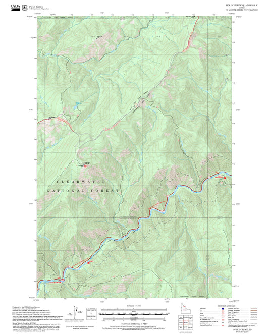2025 Forest Service Topo Map of Holly Creek Idaho
