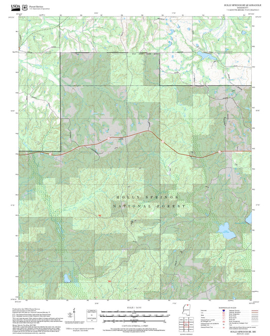 2025 Forest Service Topo Map of Holly Springs SE Mississippi