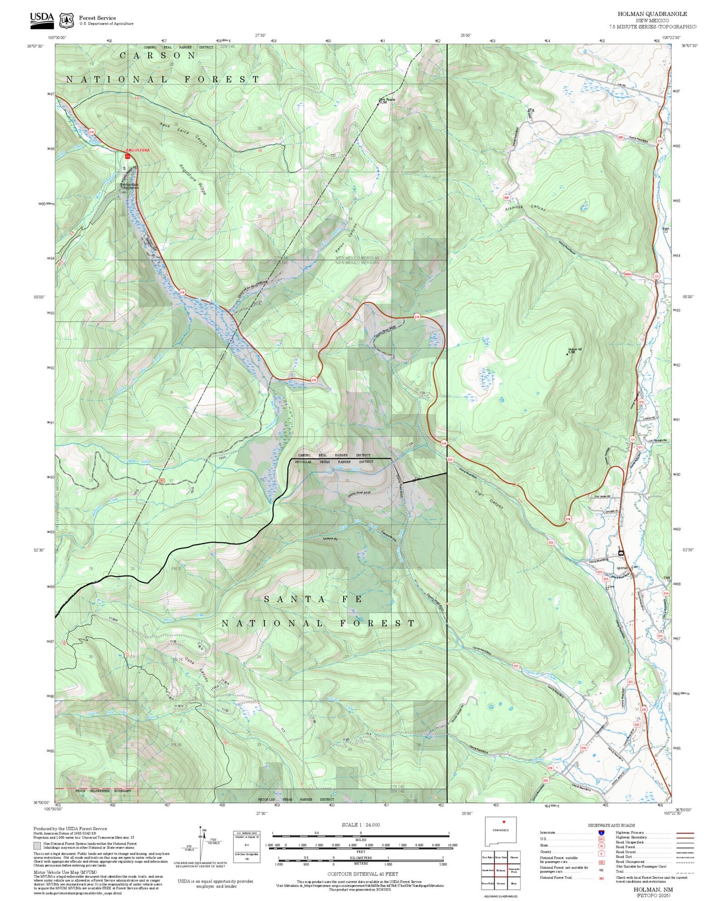 2025 Forest Service Topo Map of Holman New Mexico