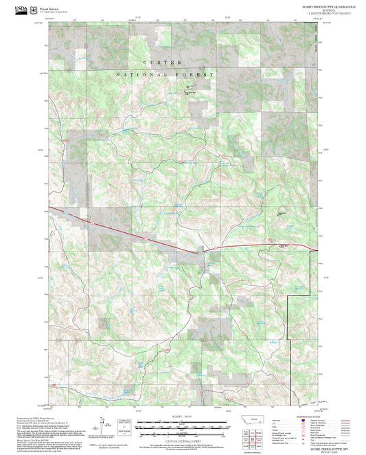 2025 Forest Service Topo Map of Home Creek Butte Montana
