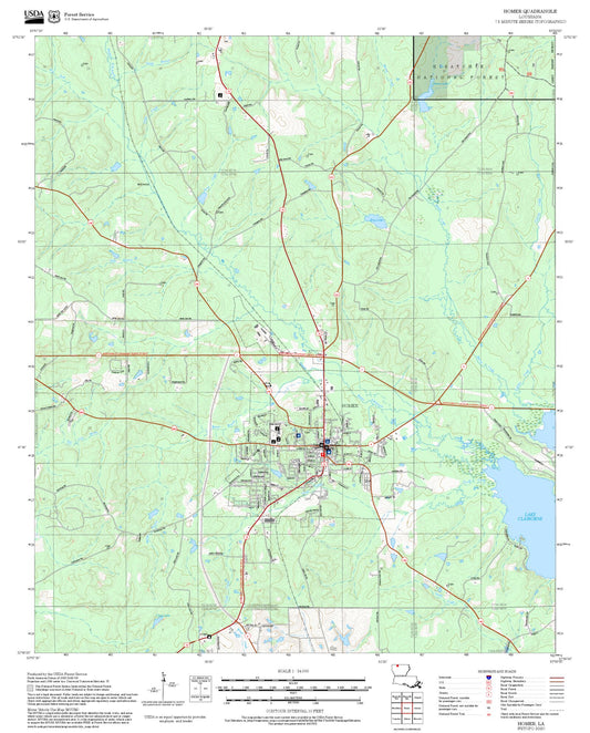 2025 Forest Service Topo Map of Homer Louisiana
