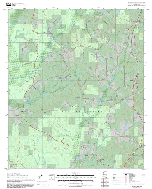 2025 Forest Service Topo Map of Homewood Mississippi