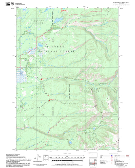 2025 Forest Service Topo Map of Hominy Peak Wyoming