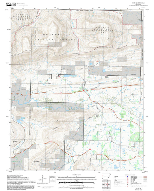 2025 Forest Service Topo Map of Hon Arkansas