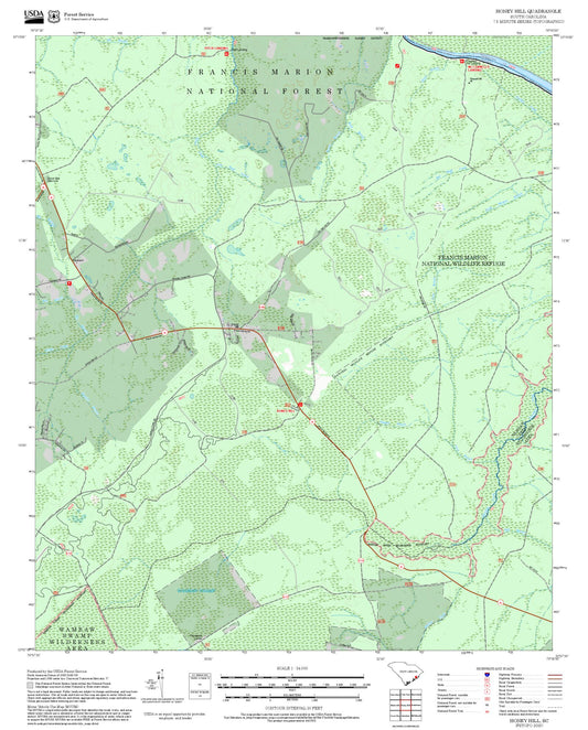 2025 Forest Service Topo Map of Honey Hill South Carolina