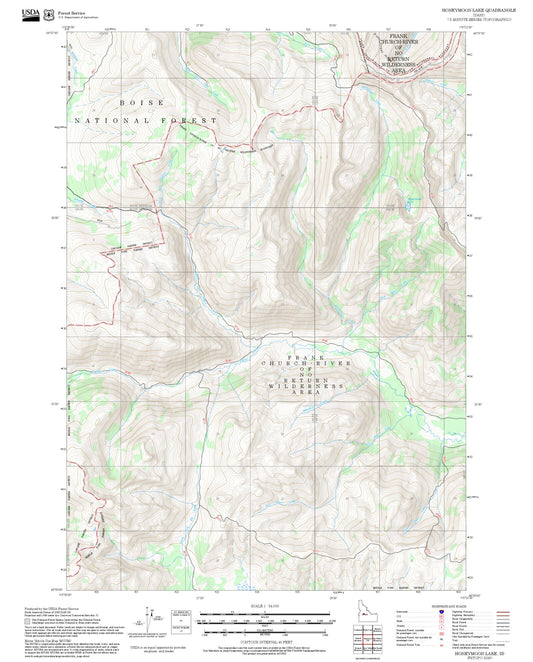 2025 Forest Service Topo Map of Honeymoon Lake Idaho