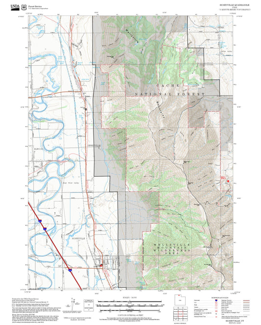 2025 Forest Service Topo Map of Honeyville Utah