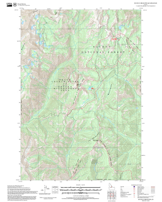 2025 Forest Service Topo Map of Hoodoo Meadows Idaho