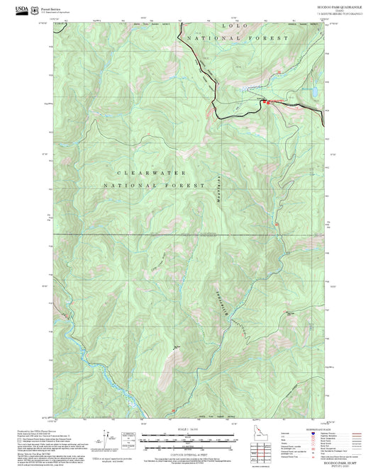 2025 Forest Service Topo Map of Hoodoo Pass Idaho