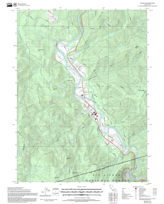 2025 Forest Service Topo Map of Hoopa California