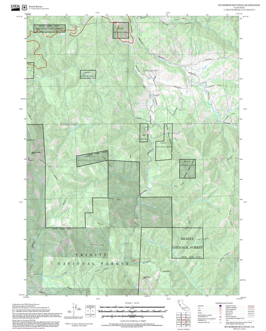 2025 Forest Service Topo Map of Hoosimbim Mountain California