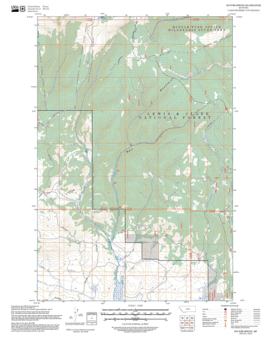 2025 Forest Service Topo Map of Hoover Spring Montana