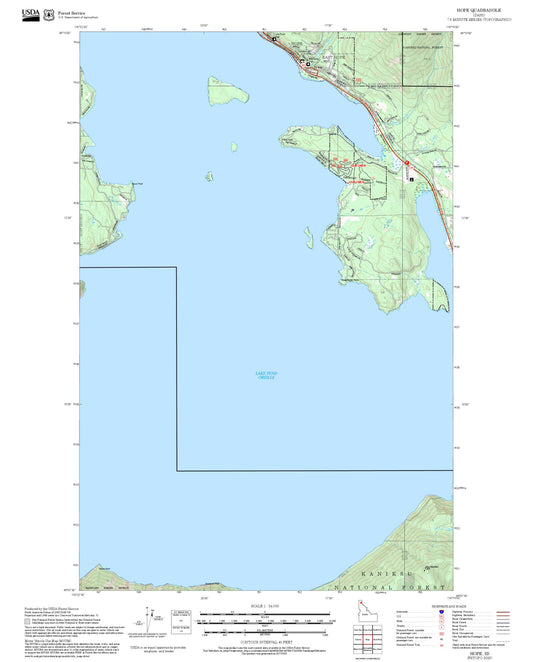 2025 Forest Service Topo Map of Hope Idaho