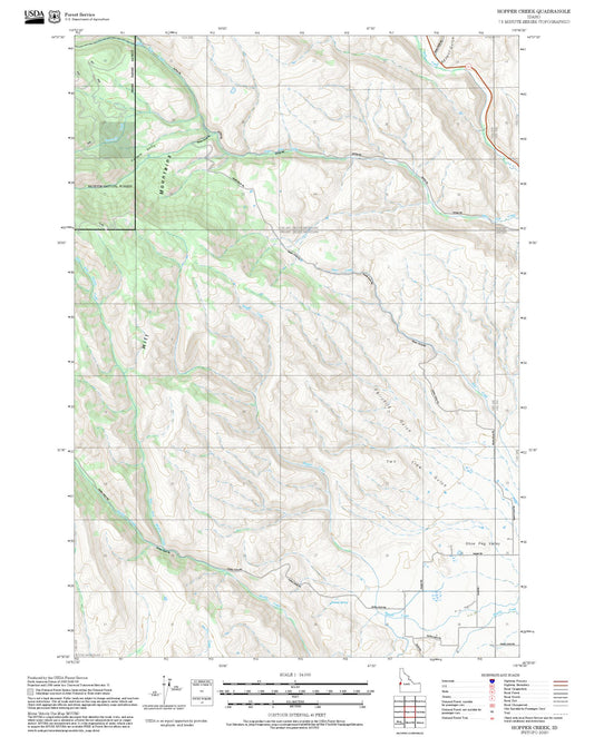 2025 Forest Service Topo Map of Hopper Creek Idaho