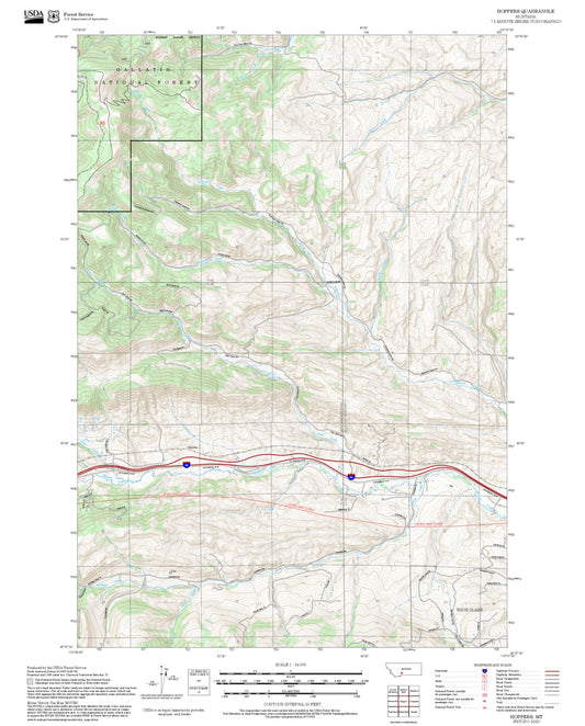 2025 Forest Service Topo Map of Hoppers Montana