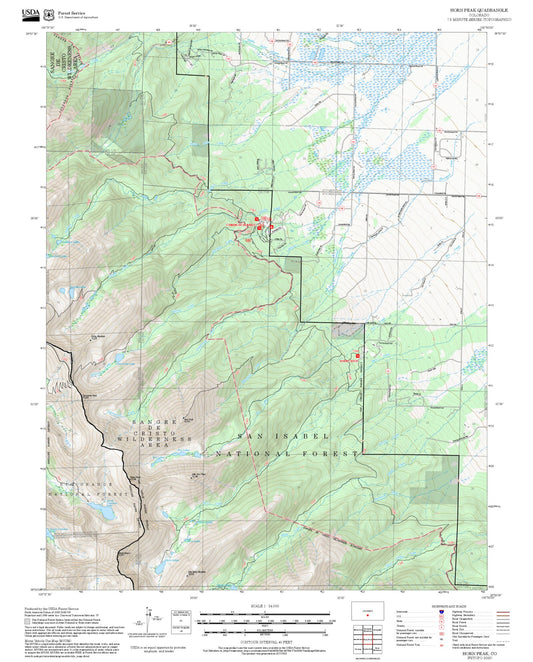 2025 Forest Service Topo Map of Horn Peak Colorado