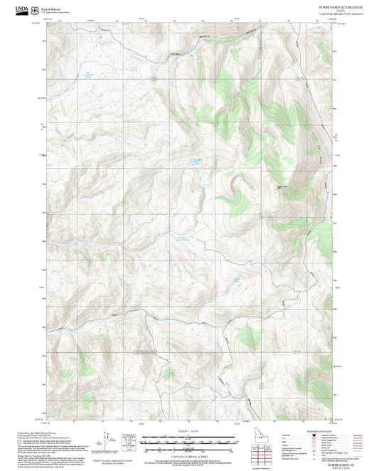 2025 Forest Service Topo Map of Horse Basin Idaho