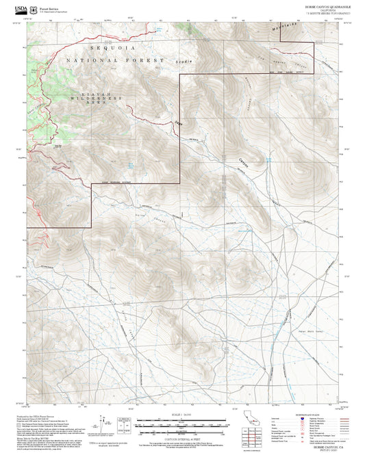 2025 Forest Service Topo Map of Horse Canyon California
