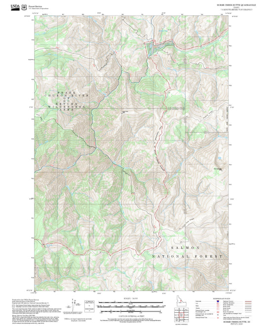 2025 Forest Service Topo Map of Horse Creek Butte Idaho