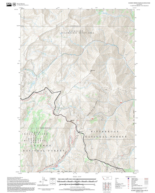 2025 Forest Service Topo Map of Horse Creek Pass Montana