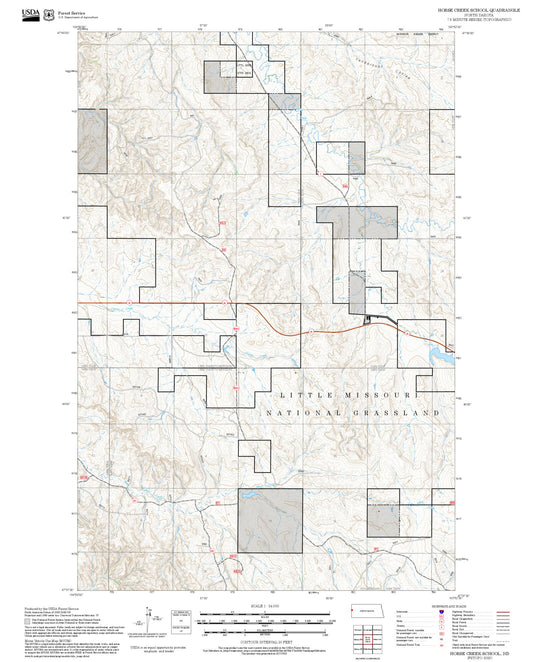 2025 Forest Service Topo Map of Horse Creek School North Dakota