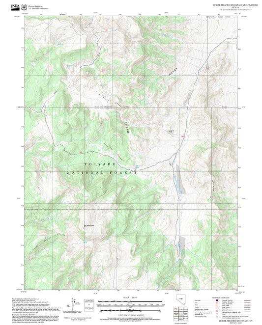 2025 Forest Service Topo Map of Horse Heaven Mountain Nevada