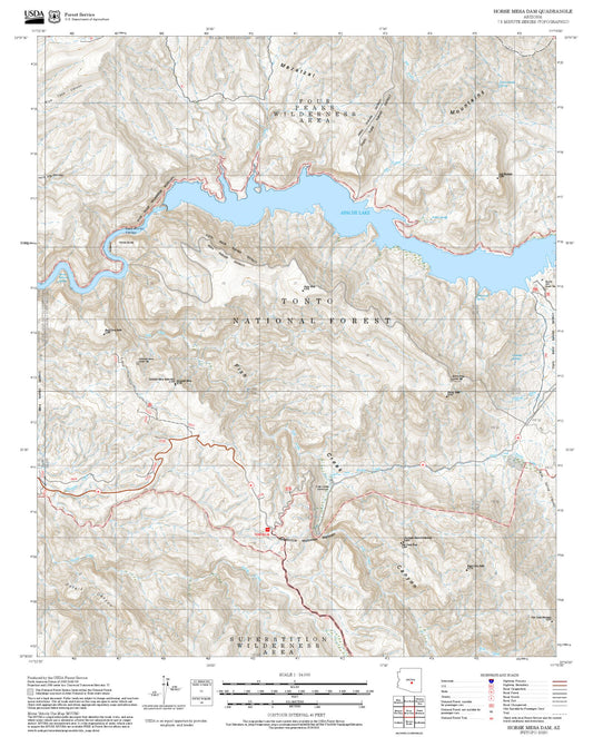 2025 Forest Service Topo Map of Horse Mesa Dam Arizona