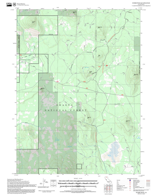 2025 Forest Service Topo Map of Horse Peak California
