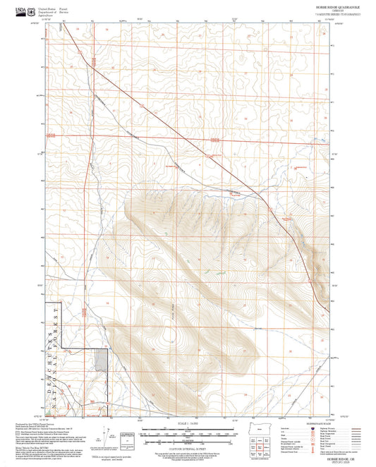 2025 Forest Service Topo Map of Horse Ridge Oregon