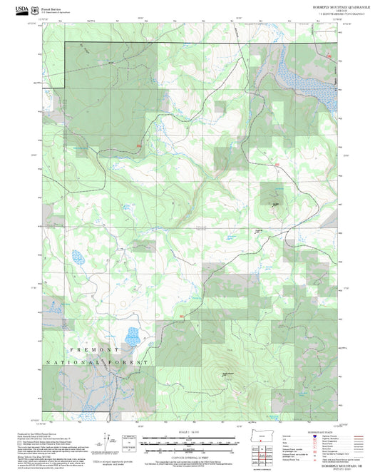 2025 Forest Service Topo Map of Horsefly Mountain Oregon