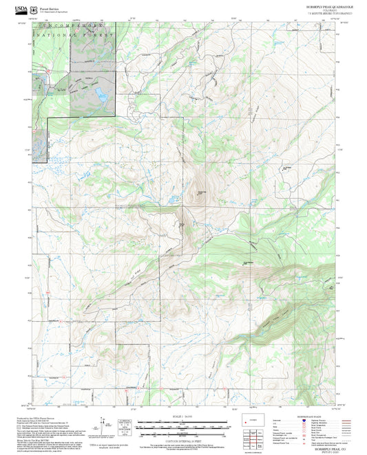 2025 Forest Service Topo Map of Horsefly Peak Colorado