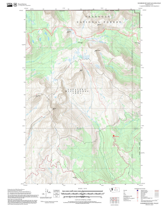 2025 Forest Service Topo Map of Horseshoe Basin Washington
