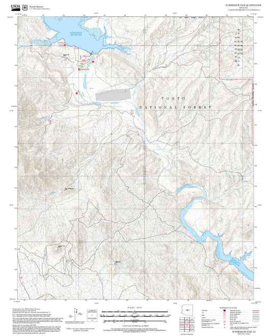 2025 Forest Service Topo Map of Horseshoe Dam Arizona