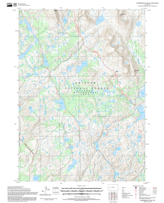 2025 Forest Service Topo Map of Horseshoe Lake Wyoming