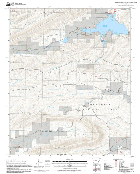 2025 Forest Service Topo Map of Horseshoe Mountain Arkansas