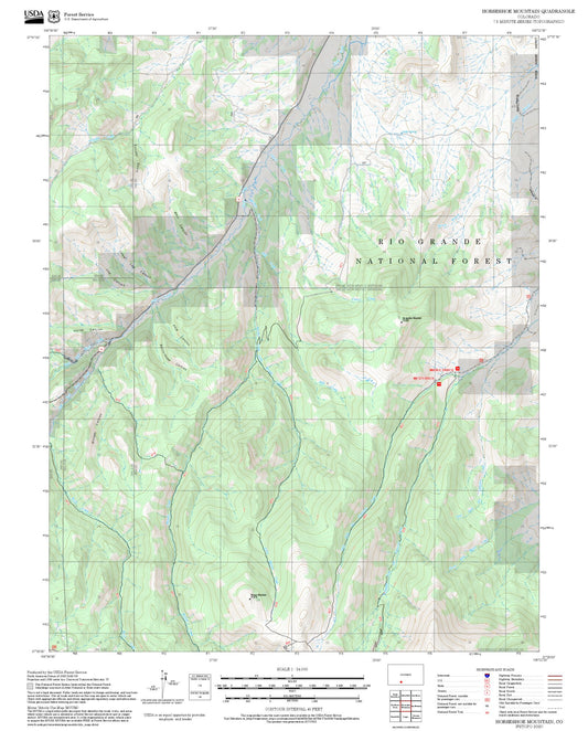 2025 Forest Service Topo Map of Horseshoe Mountain Colorado