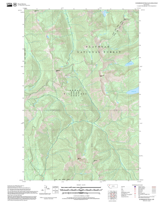 2025 Forest Service Topo Map of Horseshoe Peak Montana
