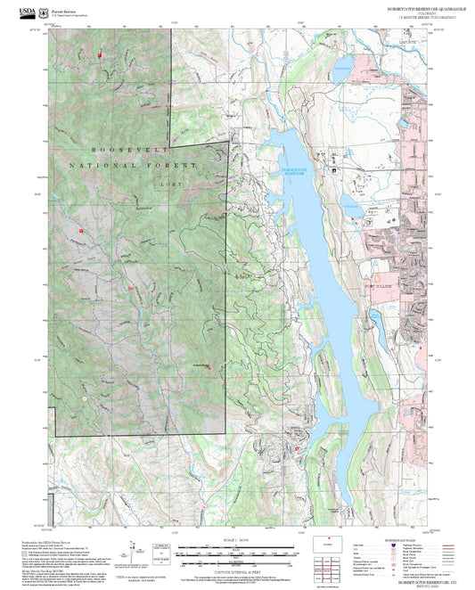 2025 Forest Service Topo Map of Horsetooth Reservoir Colorado