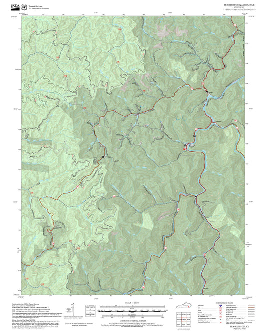 2025 Forest Service Topo Map of Hoskinston Kentucky