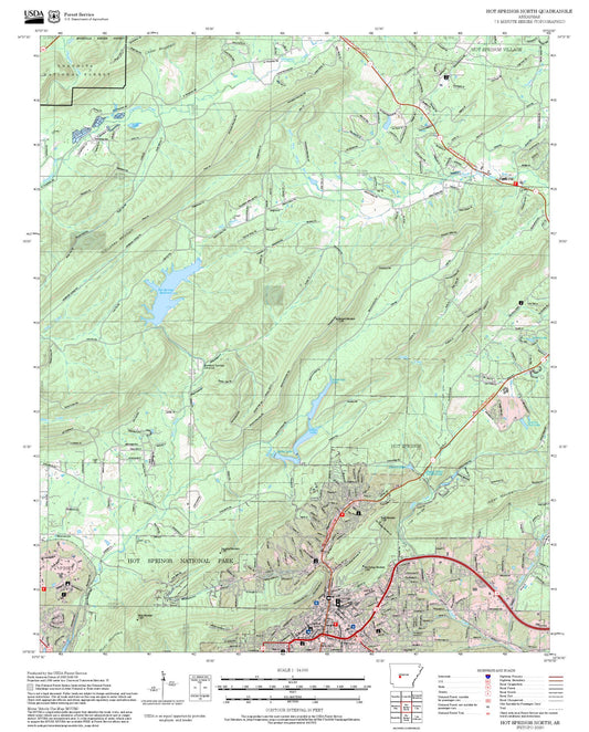2025 Forest Service Topo Map of Hot Springs North Arkansas